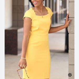 Ann Taylor Elegant Yellow Cap Sleeve Dress size 10